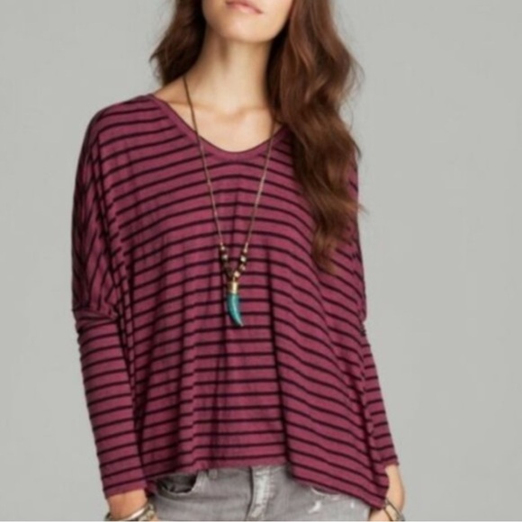 Free People We the Free Pandora’s Boxy Tee with Samurai Stripes+Dolman Sleeves E - Picture 2 of 11